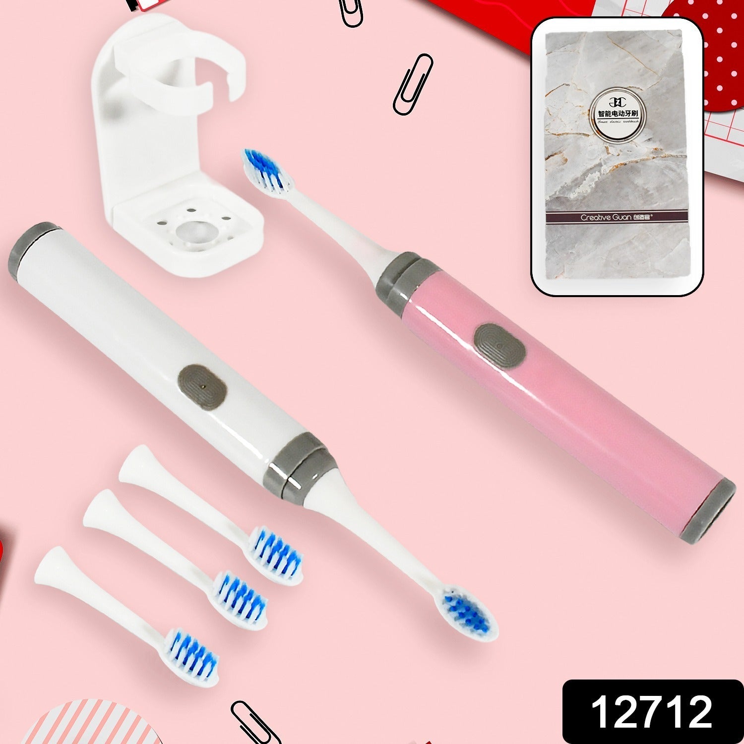Adult Waterproof Electric Toothbrush Strong Sonic Charging with 4 Toothbrush Head and a toothbrush holder Adult Waterproof Electric Toothbrush Strong Sonic Charging with 4 Toothbrush Head and a toothbrush holder